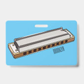 Mondharmonica cartoon illustratie badge (Achterkant)