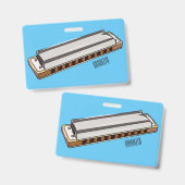 Mondharmonica cartoon illustratie badge (Voor- en achterkant)