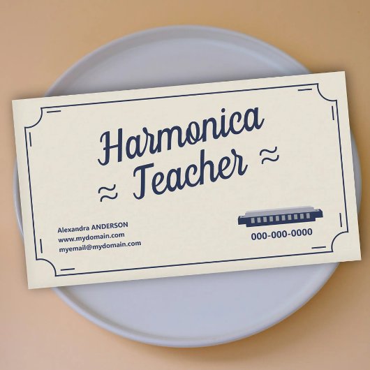 Mondharmonica Docent - Vintage Visitekaartje