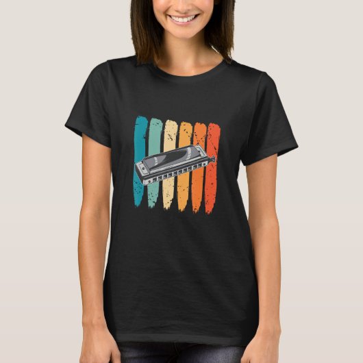 Mondharmonica Instrument Retro Franse Harp Speler  T-shirt (Voorkant)