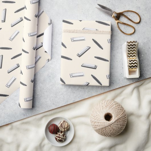 Mondharmonica Speler Cadeaupapier (Crafts)