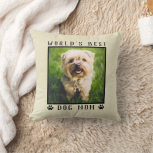 Mondiaal Beste Hond Moeder Pootafdrukken Huisdier Kussen