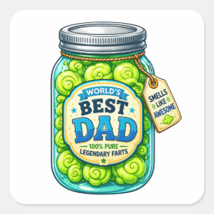 Mondiaal Beste Vader Grappige Scheet Pot Vierkante Sticker