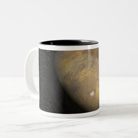 Mondiaal uitzicht van Mars Tweekleurige Koffiemok (Voorkant links)