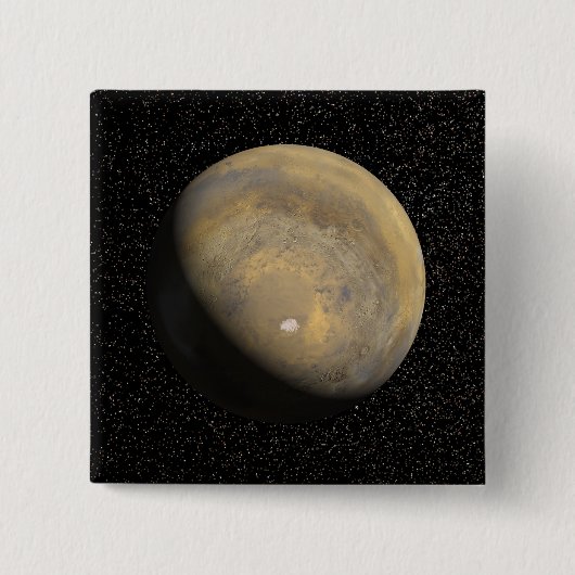Mondiaal uitzicht van Mars Vierkante Button 5,1 Cm (Voorkant)