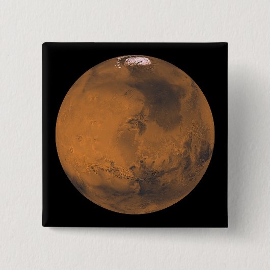 Mondiaal Uitzicht van Mars Vierkante Button 5,1 Cm (Voorkant)