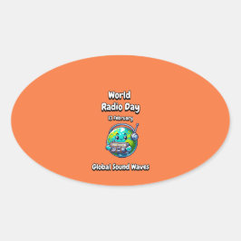 Mondiale geluidsgolven. ovale sticker