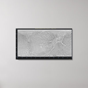 Mondiale kaart van Saturnus's maan Dione Canvas Afdruk