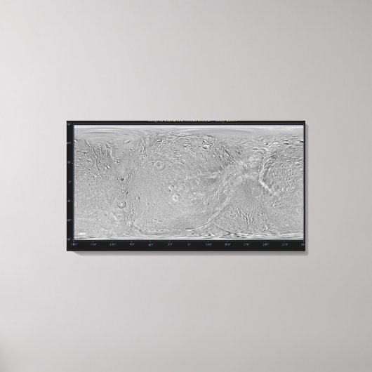 Mondiale kaart van Saturnus's maan Dione Canvas Afdruk (Voorkant)