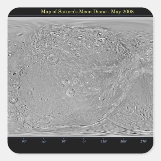 Mondiale kaart van Saturnus's maan Dione Vierkante Sticker (Voorkant)
