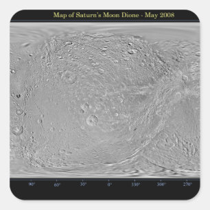 Mondiale kaart van Saturnus's maan Dione Vierkante Sticker