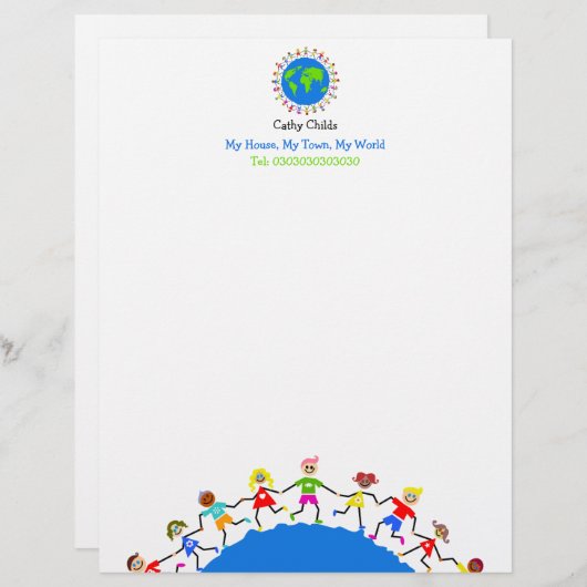 Mondiale Kinderen, Persoonlijk Briefhoofd (Voorkant / Achterkant)