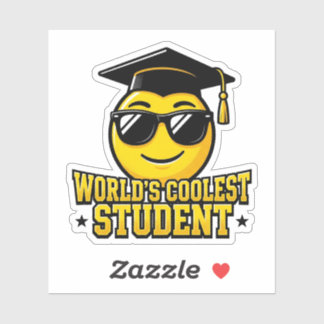 Mondiale Koelste Student Grappige Zonnebril Emoji  Sticker