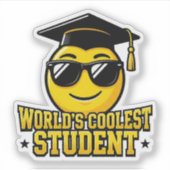 Mondiale Koelste Student Grappige Zonnebril Emoji Sticker (Voorkant)