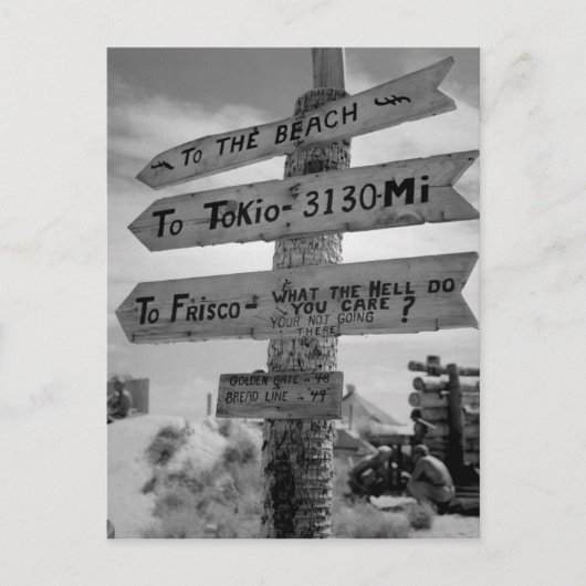 Mondiale Oorlog Mariene Richting van de Humor Briefkaart (Voorkant)