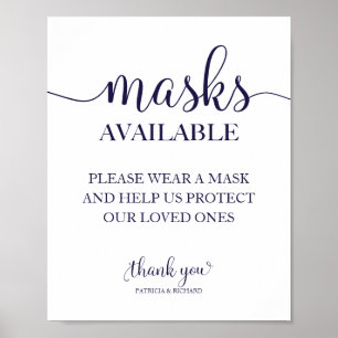 Mondmaskers Beschikbaar Eenvoudig Kalligrafie Huwe Poster