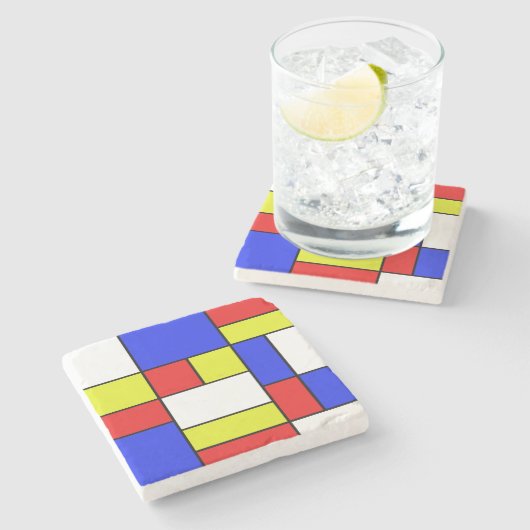Mondriaan #19 stenen onderzetter (Zijkant)