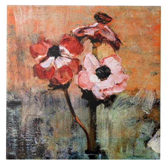 Mondriaan - Anemones in a Vase Tegeltje (Voorkant)