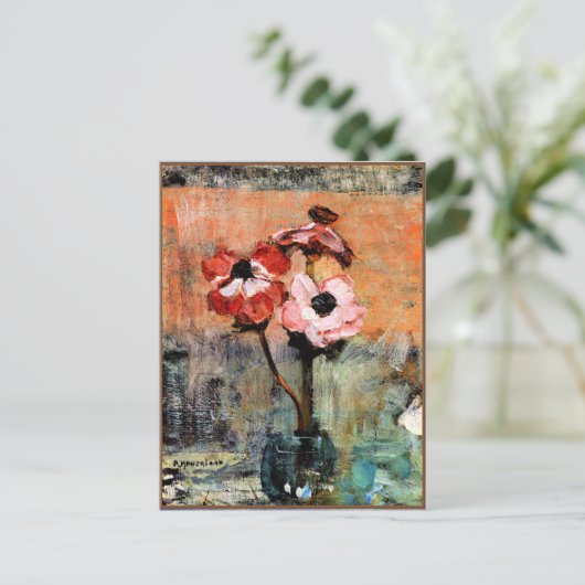 Mondriaan - Anemones in een Vase, beroemd schilder Briefkaart (Staand voorkant)