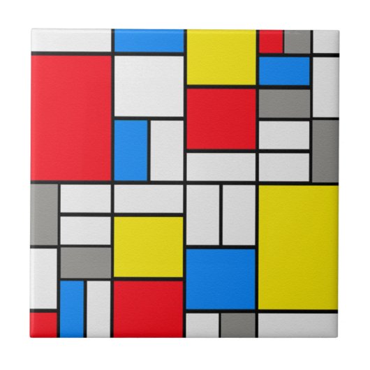 Mondriaan art variant thema tegeltje (Voorkant)