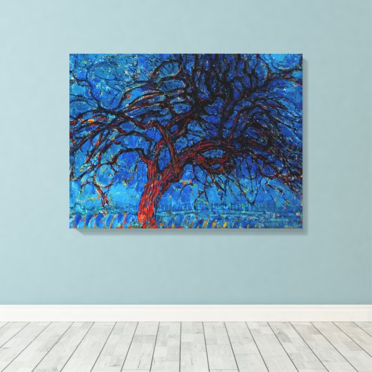 Mondriaan - Avond (Evening) Rode Boom Canvas Afdruk (Insitu (Houten vloer))