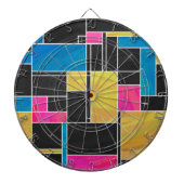 Mondriaan Blauw Roze Zwart afdrukken Dartbord (Voorkant)