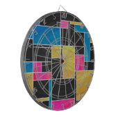 Mondriaan Blauw Roze Zwart afdrukken Dartbord (Voorkant Links)