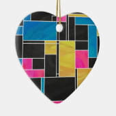 Mondriaan Blauw Roze Zwart afdrukken Keramisch Ornament (Rechts)