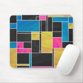 Mondriaan Blauw Roze Zwart afdrukken Muismat (Met muis)