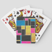 Mondriaan Blauw Roze Zwart afdrukken Pokerkaarten (Achterkant)