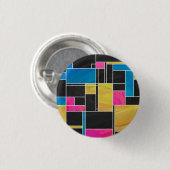 Mondriaan Blauw Roze Zwart afdrukken Ronde Button 3,2 Cm (Voorkant /achterkant)