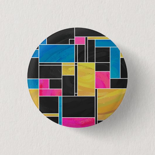 Mondriaan Blauw Roze Zwart afdrukken Ronde Button 3,2 Cm (Voorkant)