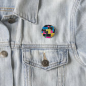 Mondriaan Blauw Roze Zwart afdrukken Ronde Button 3,2 Cm (In situ)