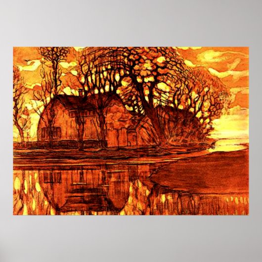 Mondriaan - Boerderij bij Duivendrecht Poster (Voorkant)