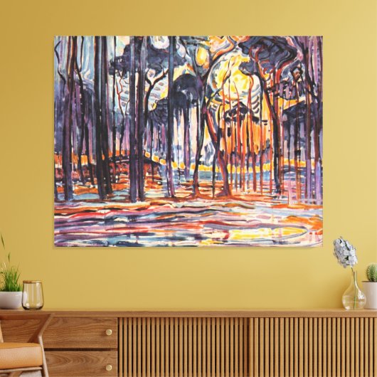 Mondriaan - Bossen nabij Oele Canvas Afdruk (Insitu (Woonkamer))
