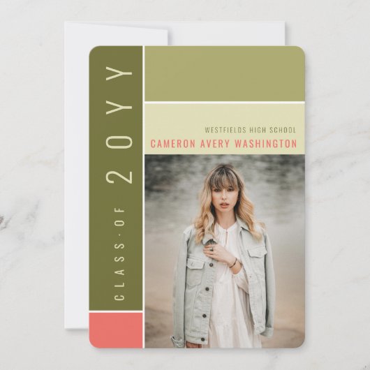 Mondriaan Color Blocks Mod Foto Graduparty Kaart (Voorkant)