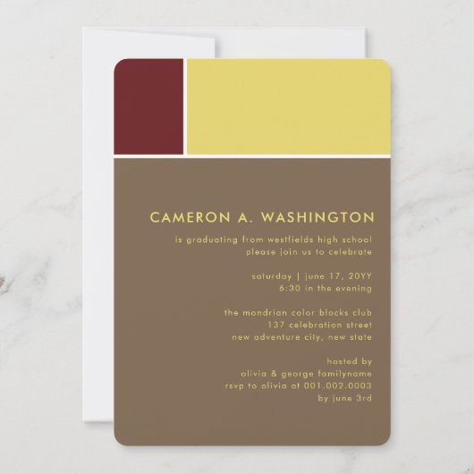Mondriaan Color Blocks Mod Foto Graduparty Kaart (Achterkant)