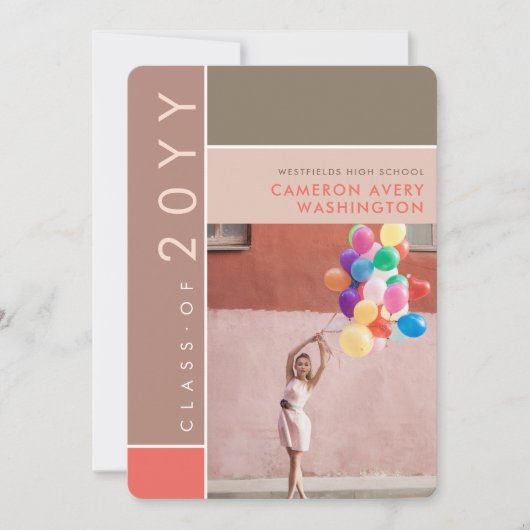 Mondriaan Color Blocks Mod Foto Graduparty Kaart (Voorkant)