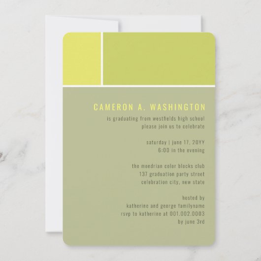 Mondriaan Color Blocks Mod Foto Graduparty Kaart (Achterkant)