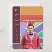 Mondriaan Color Blocks Mod Foto Graduparty Kaart (Voorkant)