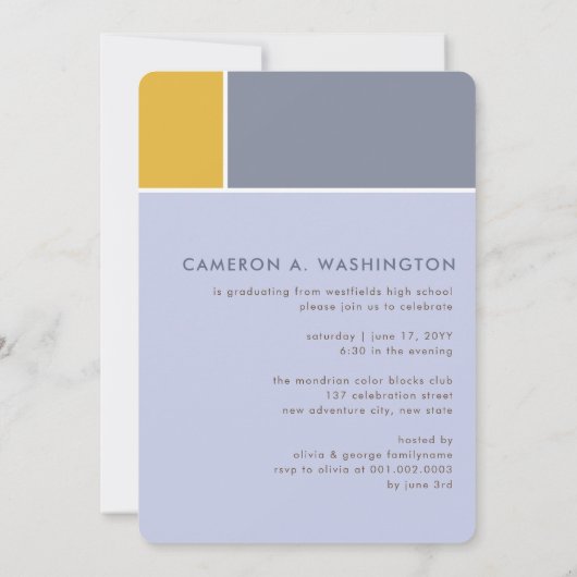 Mondriaan Color Blocks Mod Foto Graduparty Kaart (Achterkant)
