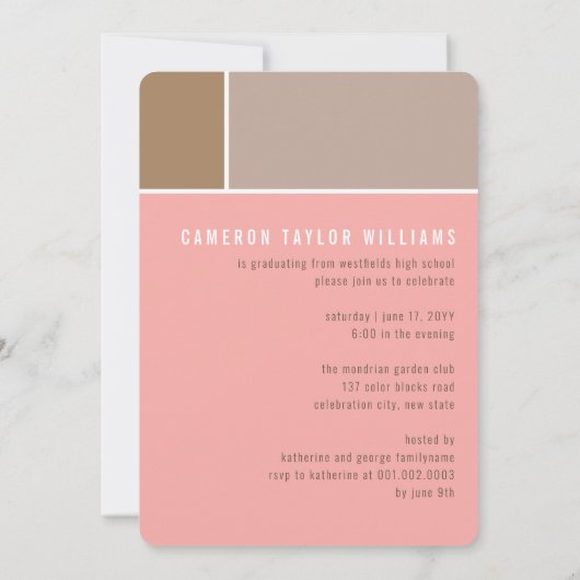 Mondriaan Color Blocks Mod Foto Graduparty Kaart (Achterkant)