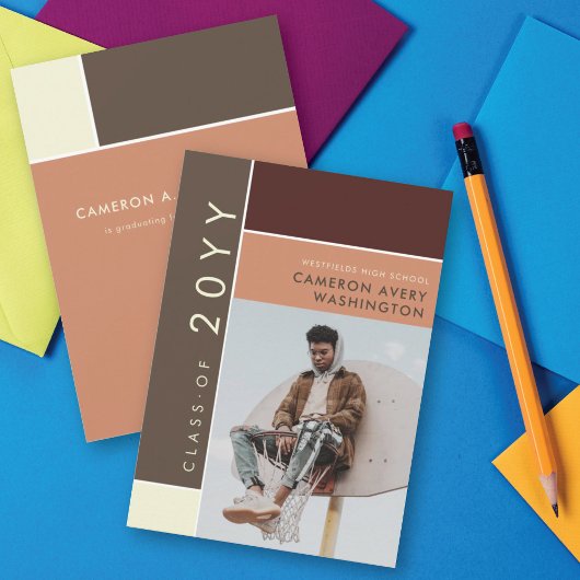 Mondriaan Color Blocks Mod Foto Graduparty Kaart