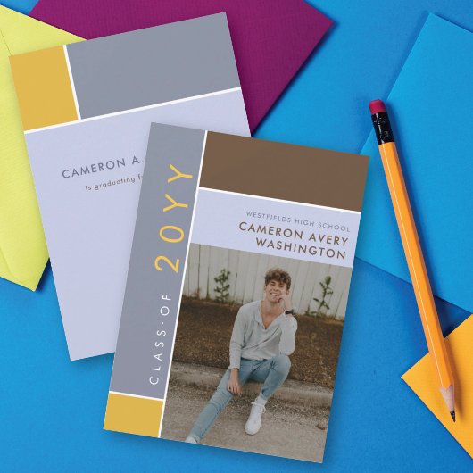 Mondriaan Color Blocks Mod Foto Graduparty Kaart