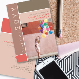 Mondriaan Color Blocks Mod Foto Graduparty Kaart