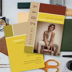 Mondriaan Color Blocks Mod Foto Graduparty Kaart