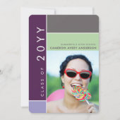 Mondriaan Color Blocks Mod Foto Graduparty Kaart (Voorkant)