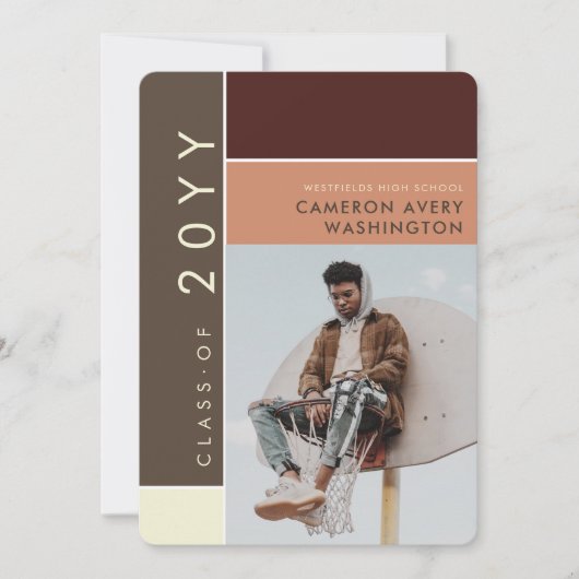 Mondriaan Color Blocks Mod Foto Graduparty Kaart (Voorkant)