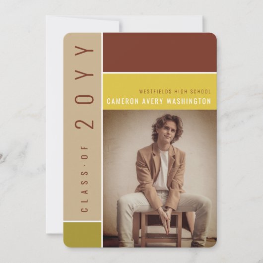 Mondriaan Color Blocks Mod Foto Graduparty Kaart (Voorkant)