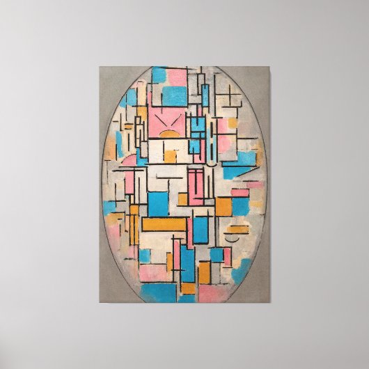MONDRIAAN - COMP. IN OVAAL MET KLEURVLAKKEN 1 1914 CANVAS AFDRUK (Voorkant)